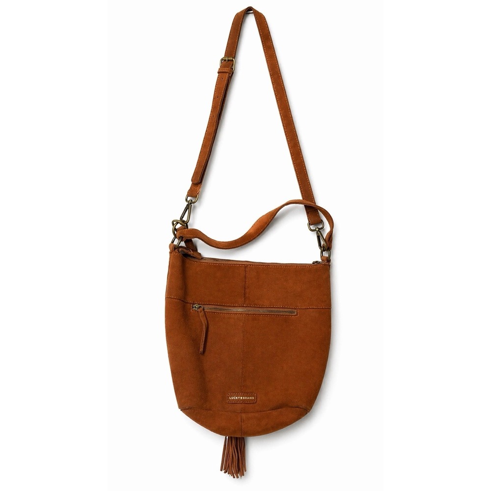 Lucky Brand Womens Brown Suede Leather Hobo Bag Tassel Purse Vintage Y2k Boho - Picture 3 of 16